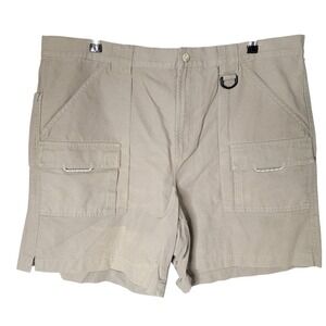 Columbia Cargo Shorts Mens XL Tan Khaki Cotton Canvas Hiking Utility FM8000